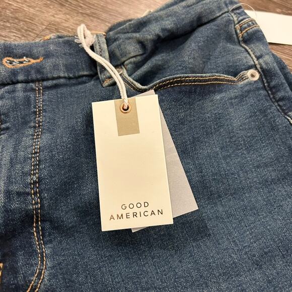 NWT Good American Good Legs Straight Jeans Blue004 Sz 14 / 32 Dark Stretch Denim - Picture 7 of 16